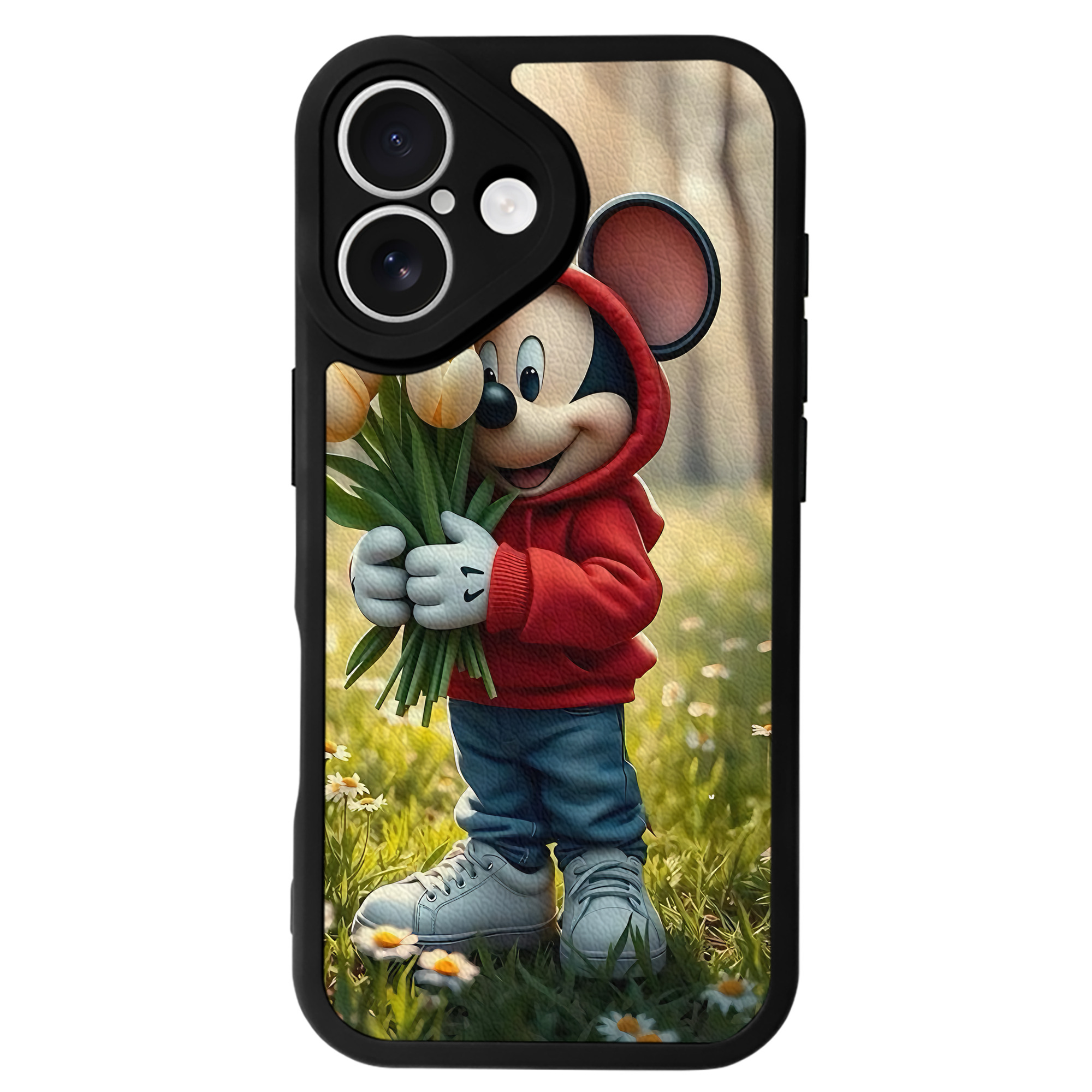 （画像用） ミッキーマウス Mickey Mouse 【iPhone 16シリーズ対応】シリコンスマホケース（レザー調） 材質：シリコン